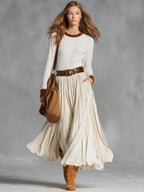 Eloise Fairweather | Velvet Pleated Skirt With Lace-Up Belt For Women