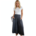 Beatrice Lonsdale | Linen Look Maxi Skirt With Elastic Waist For Women