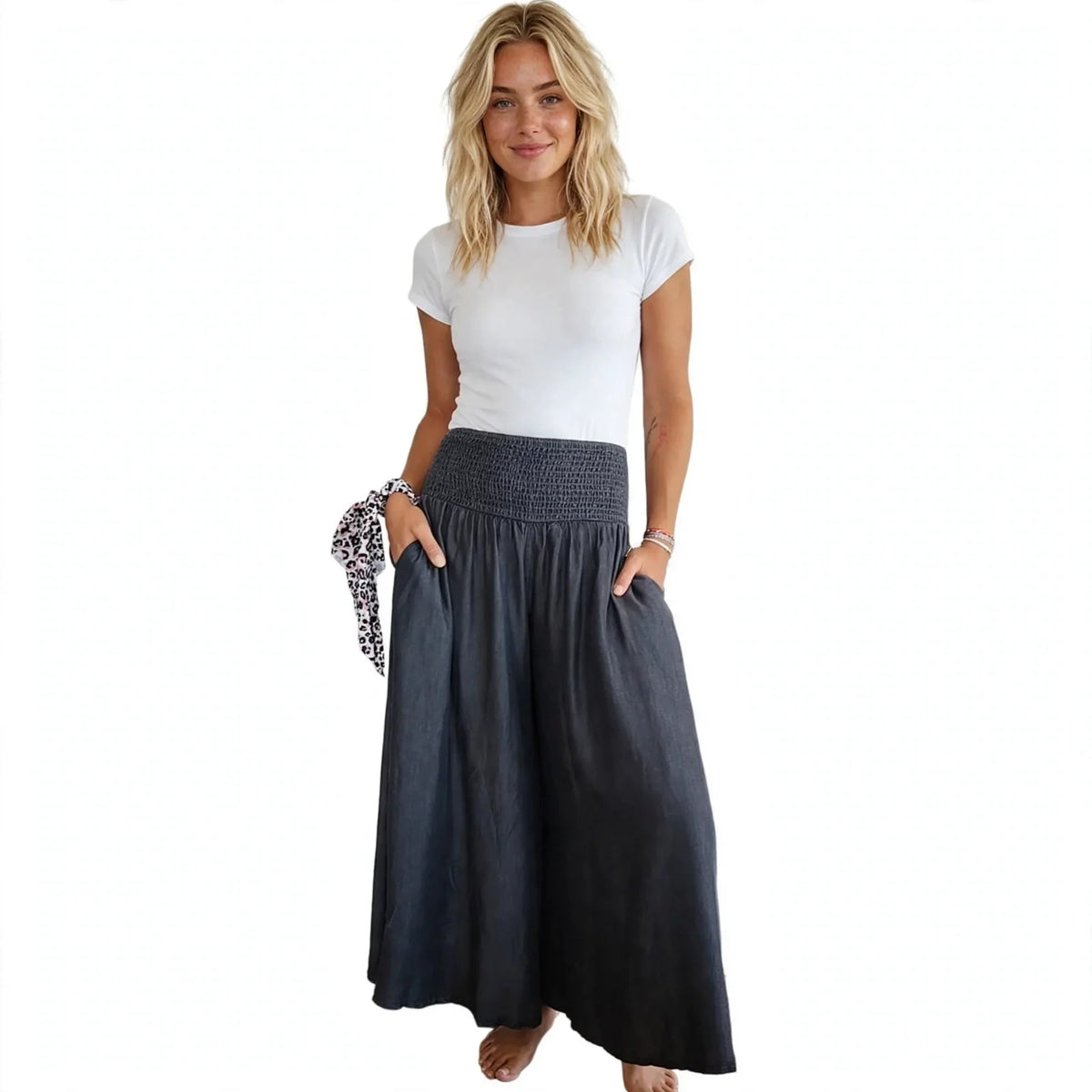 Beatrice Lonsdale | Linen Look Maxi Skirt With Elastic Waist For Women