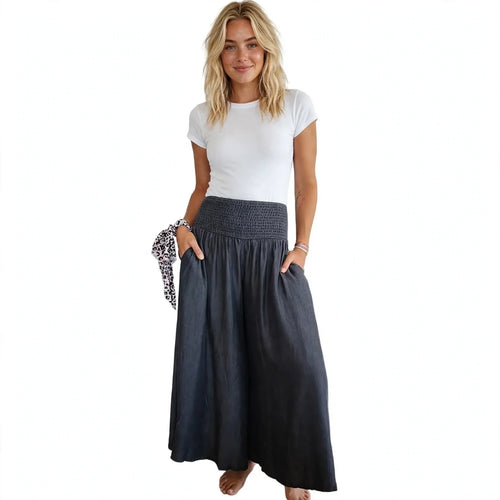 Beatrice Lonsdale | Linen Look Maxi Skirt With Elastic Waist For Women