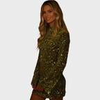Grandine | SEQUIN LUXE LONG-SLEEVE MINI DRESS