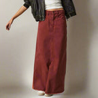 High Waist Straight Fit Denim Skirt