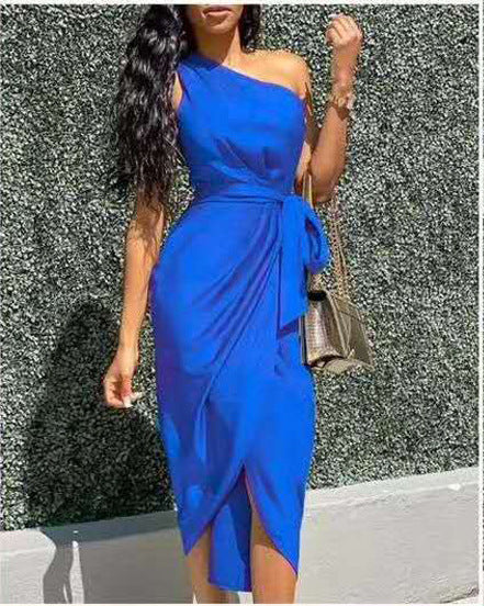 Christabel Ushham | Sage Satin One Shoulder Cocktail Dress For Women