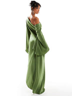 Yenny Asymmetrical Hem Satin Maxi Dress