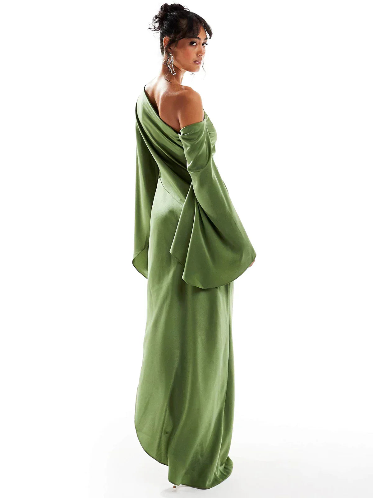 Yenny Asymmetrical Hem Satin Maxi Dress