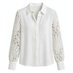 Beatrice Langton | Sculptural Lace-Sleeve Blouse For Women