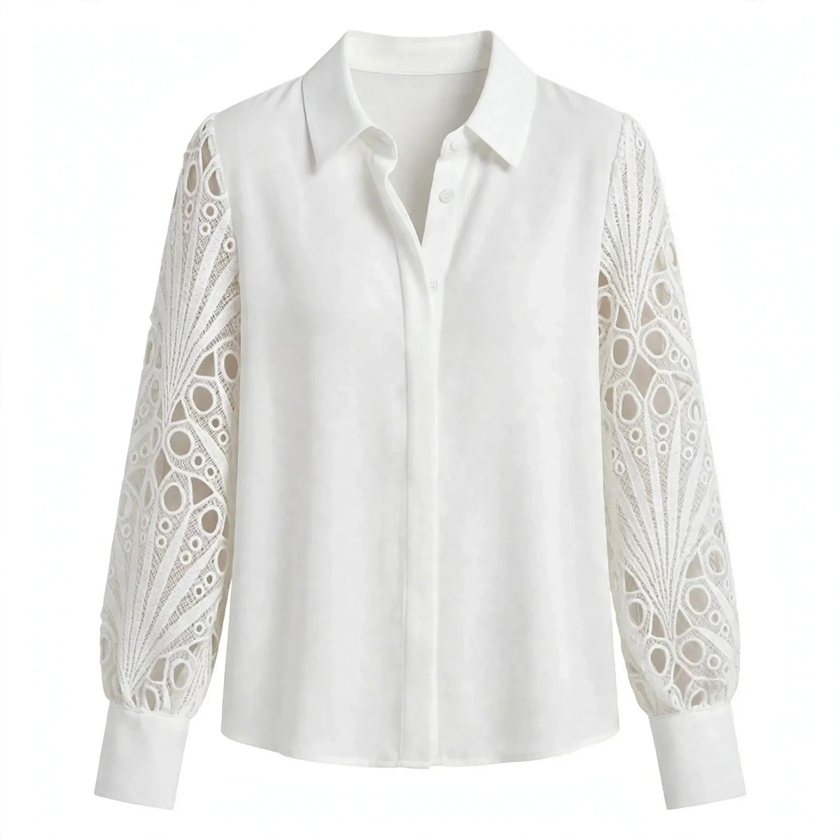 Beatrice Langton | Sculptural Lace-Sleeve Blouse For Women