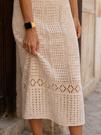 Sleeveless Soft Crochet Midi Dress