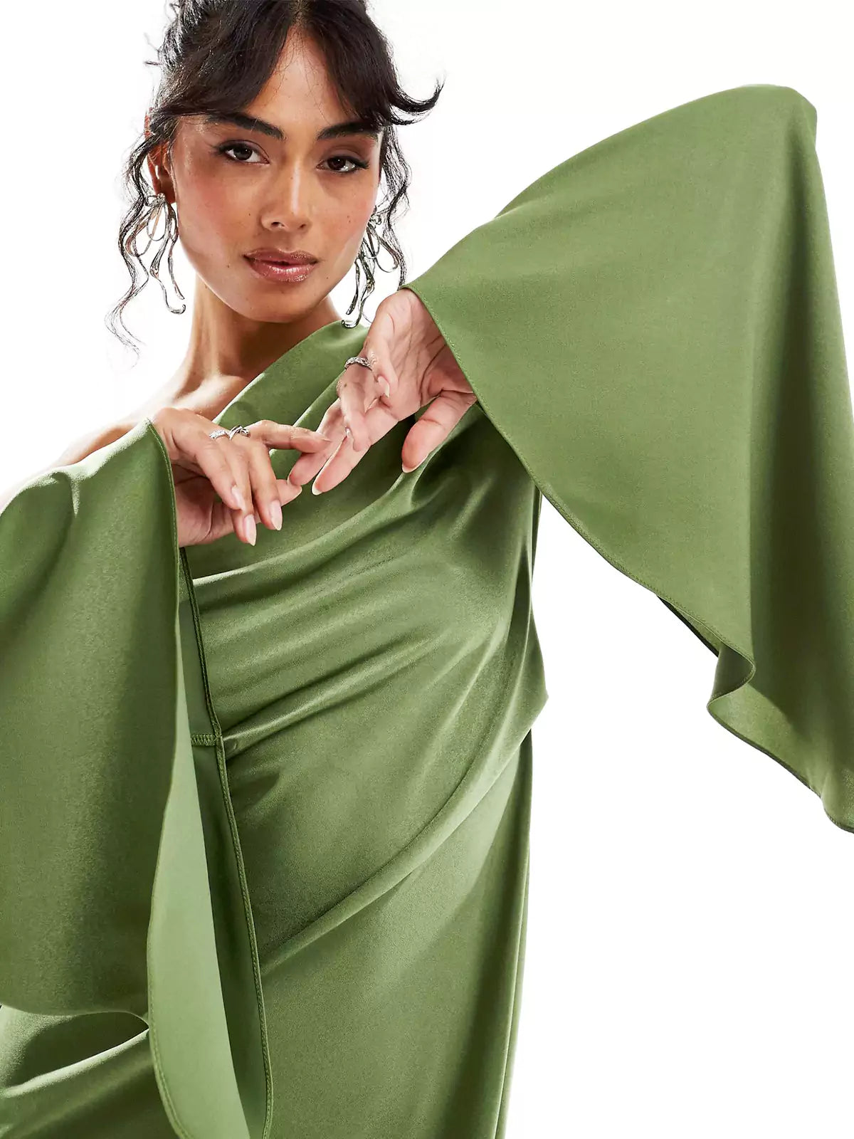 Yenny Asymmetrical Hem Satin Maxi Dress