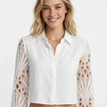 Beatrice Langton | Sculptural Lace-Sleeve Blouse For Women