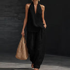 Bridie Ashcroft | Linen Look Tank Top and Wide-Leg Pants Set For Women