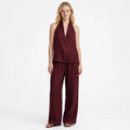 Bridie Ashcroft | Linen Look Tank Top and Wide-Leg Pants Set For Women