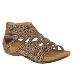 Una Hollwood | Leopard Strappy Elastic Flat Sandals For Women