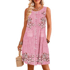 Scarlett Barnes | Denim Floral Print Midi Dress For Women