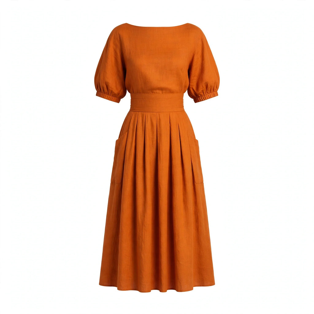 Ivy Marsh | Puff Sleeve Top And Midi Skirt Set For Women
