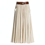 Eloise Fairweather | Velvet Pleated Skirt With Lace-Up Belt For Women