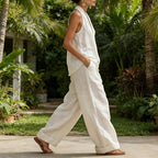 Bridie Ashcroft | Linen Look Tank Top and Wide-Leg Pants Set For Women
