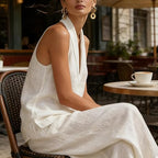 Bridie Ashcroft | Linen Look Tank Top and Wide-Leg Pants Set For Women