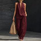 Bridie Ashcroft | Linen Look Tank Top and Wide-Leg Pants Set For Women