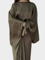 Maddy | Satin Batwing Sleeve Maxi Dress