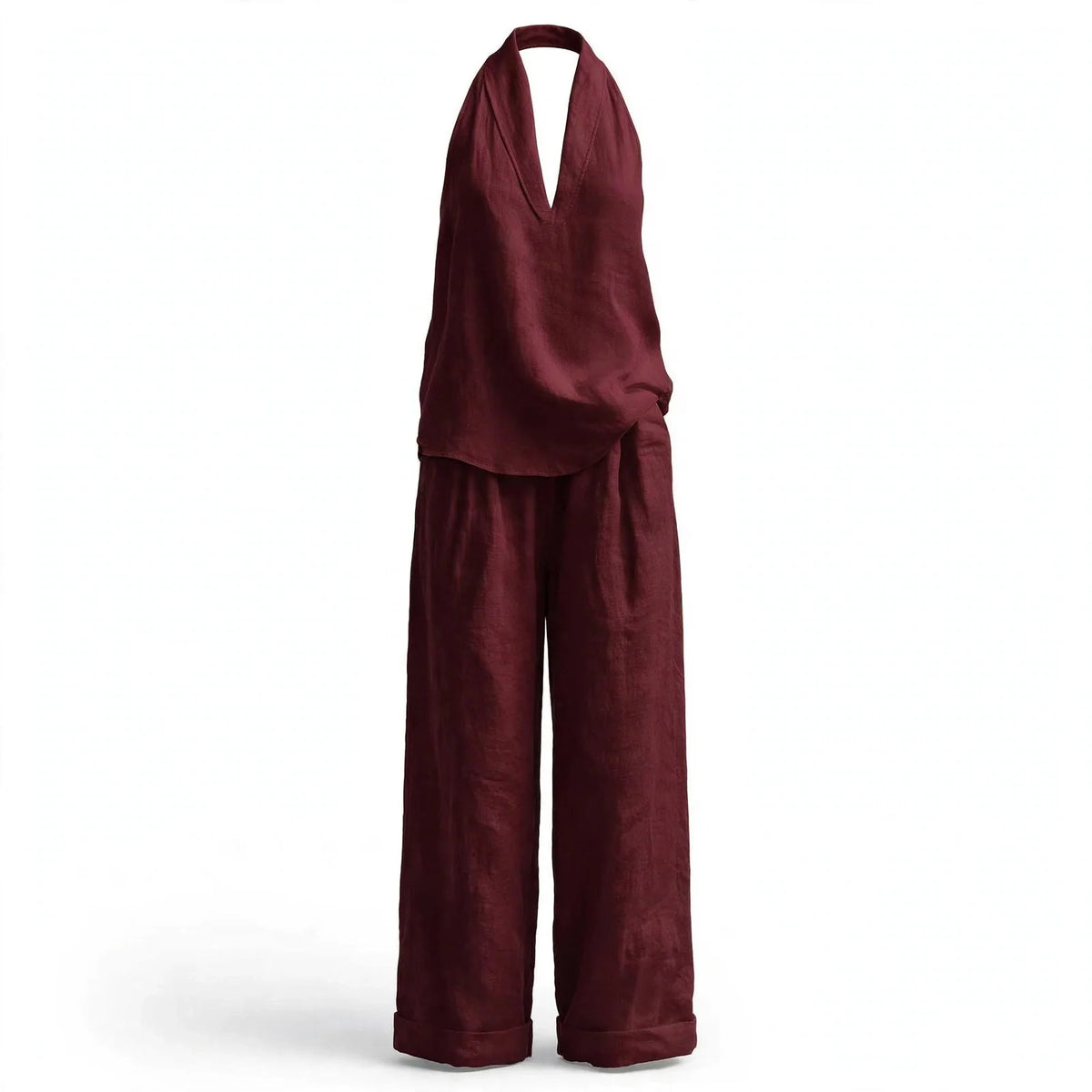 Bridie Ashcroft | Linen Look Tank Top and Wide-Leg Pants Set For Women