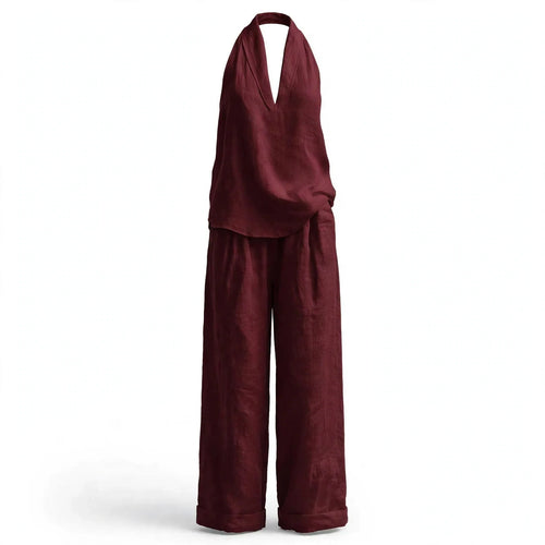 Bridie Ashcroft | Linen Look Tank Top and Wide-Leg Pants Set For Women
