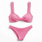 Ashleigh Morrow | Pink Twist Front Textured Bikini Set For Women