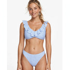 Ruby Halloran | Blue Stripe Ruffle Bikini Set For Women