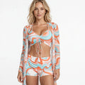 Matilda Rowe | Swirl Print Bikini Set With Cover-Up For Women