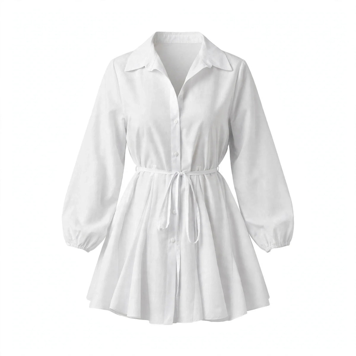Anneliese Kempford | White Puff Sleeve Shirt Dress For Women