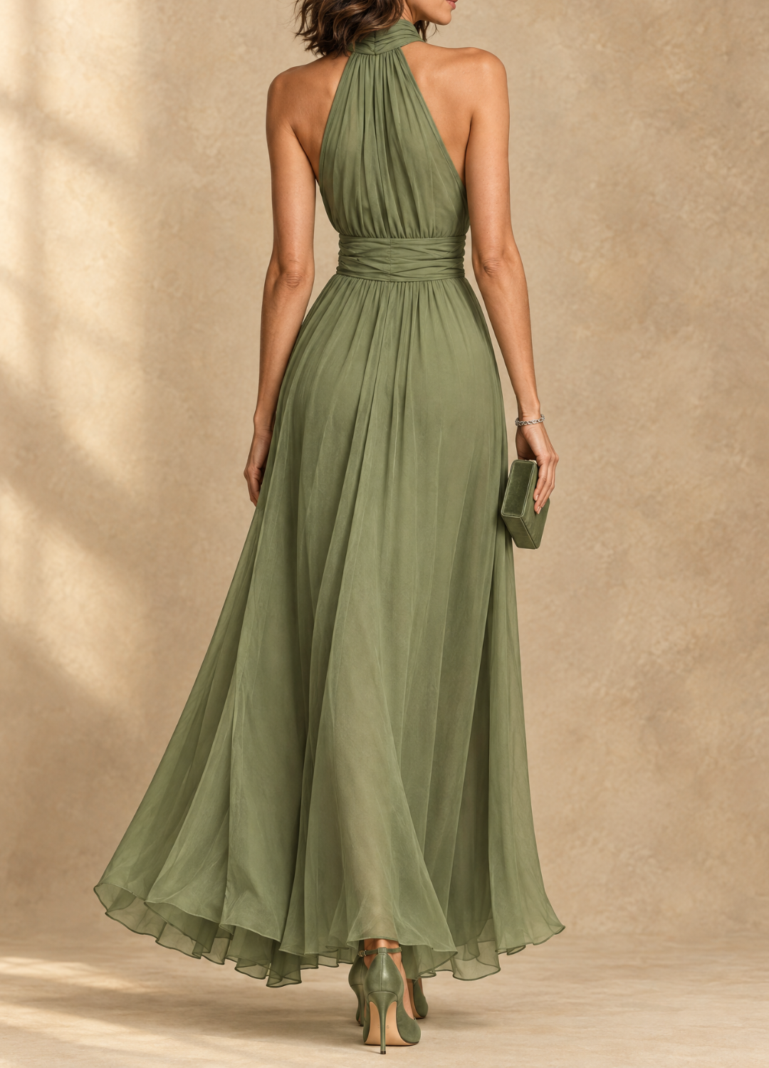 Patricia | Halter Neck Chiffon Maxi Dress