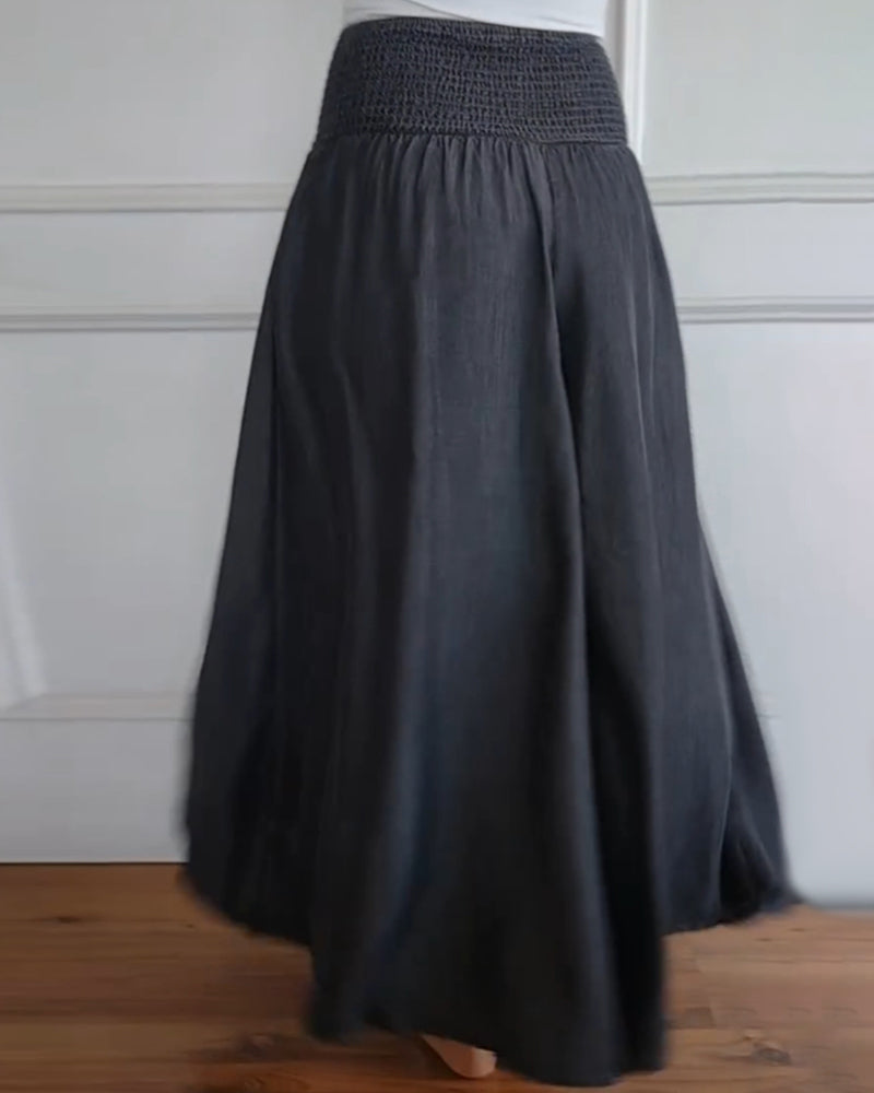 Beatrice Lonsdale | Linen Look Maxi Skirt With Elastic Waist For Women