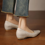 Noémie Square-Toe Leather Flat