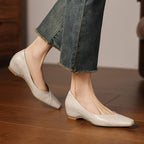 Noémie Square-Toe Leather Flat