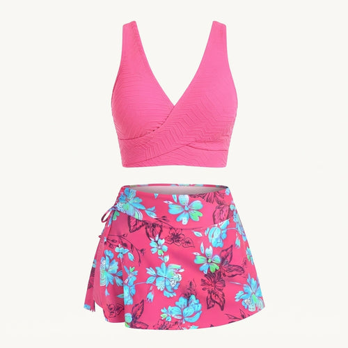 Annabel Fairfax | Floral Halter Swim Skirt Set For Women