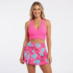Annabel Fairfax | Floral Halter Swim Skirt Set For Women