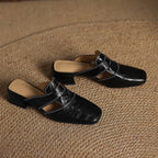 Rosel Square-Toe Leather Mules
