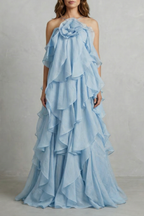 Layered Ruffle Statement Maxi Dress