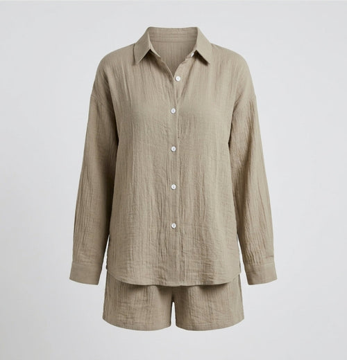 Brooke Lawson | Linen-Look Shirt & Shorts Set For Women