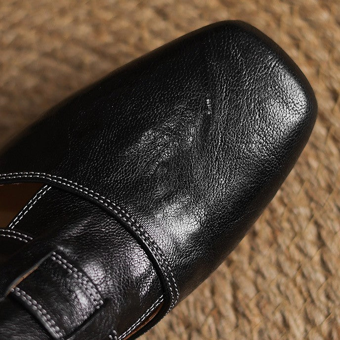 Rosel Square-Toe Leather Mules