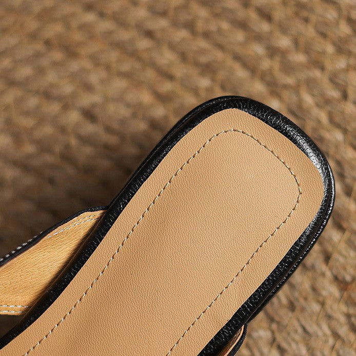 Rosel Square-Toe Leather Mules