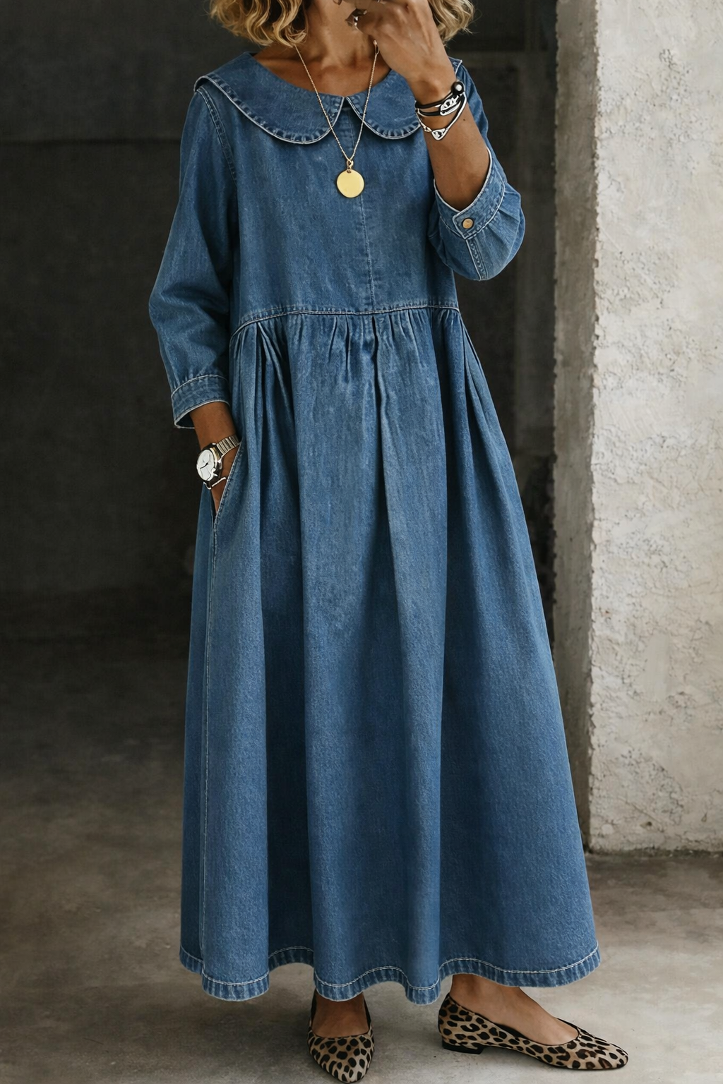 Everyday Denim Dress in Sizes S to 3XL