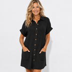 Emilia Weston | Linen Look Shirt Mini Dress For Women