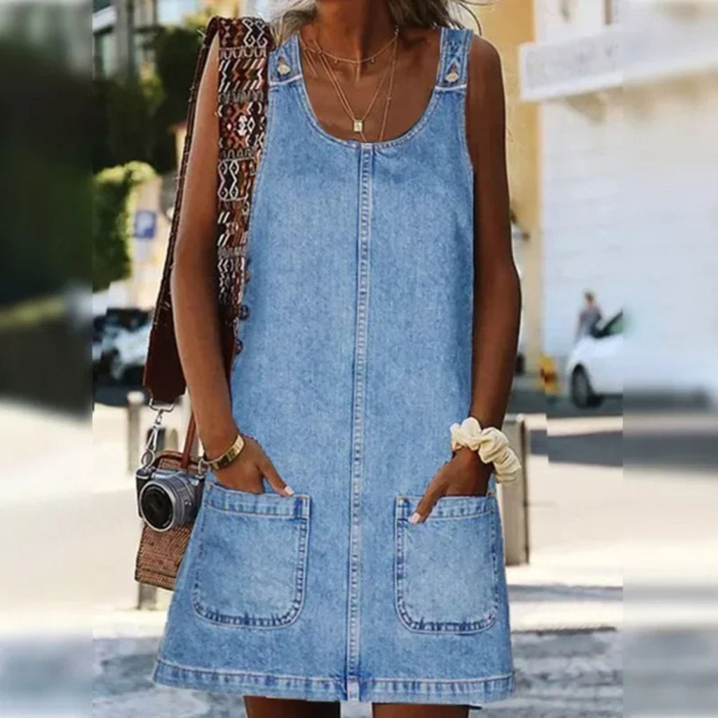 Deby | Comfortable Sleeveless Denim Dress