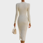 Ahtisa | Ivory Tweed Button-Down With Patch Pockets - Midi Dress