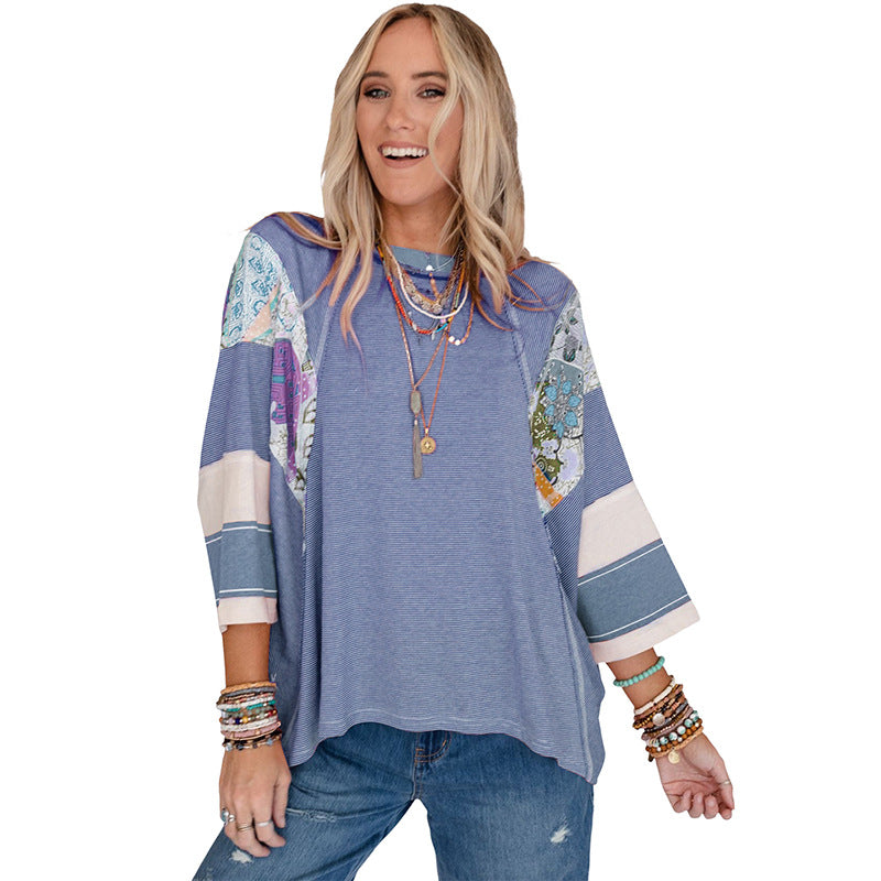 BAILEY – Lightweight Patchwork Batwing Top