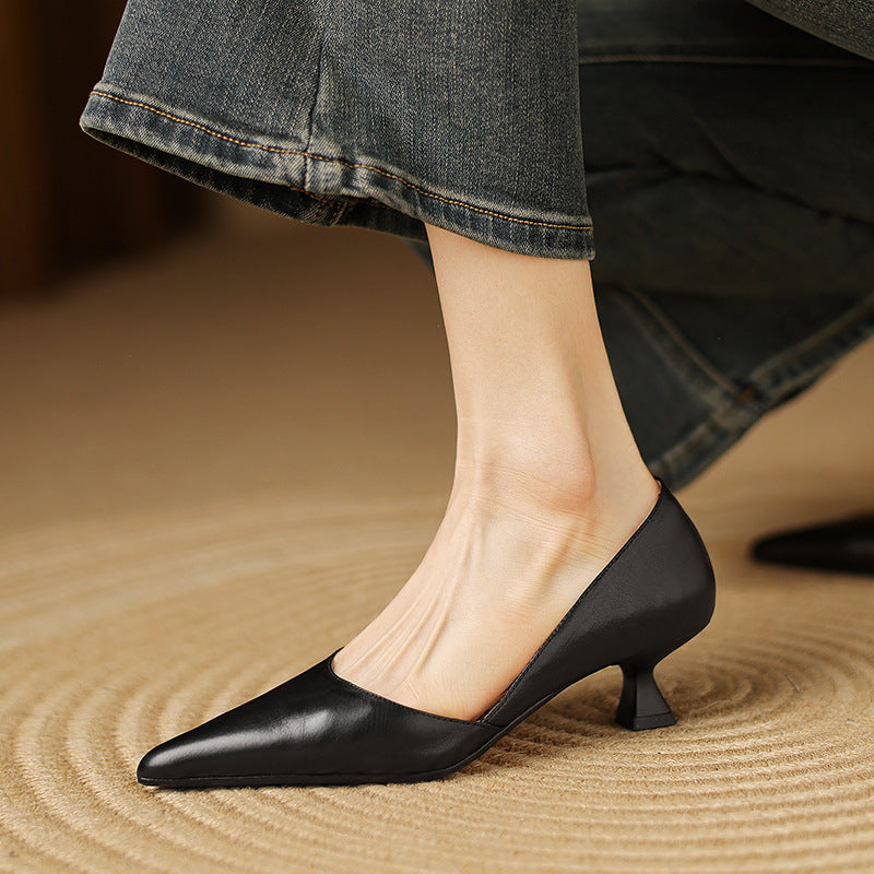 Ceyra Leather Kitten Heels