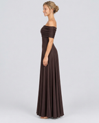 Everly | Off-Shoulder Draped Flowing Maxi Dress
