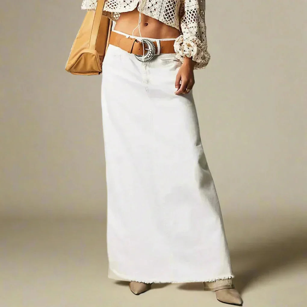 High Waist Straight Fit Denim Skirt