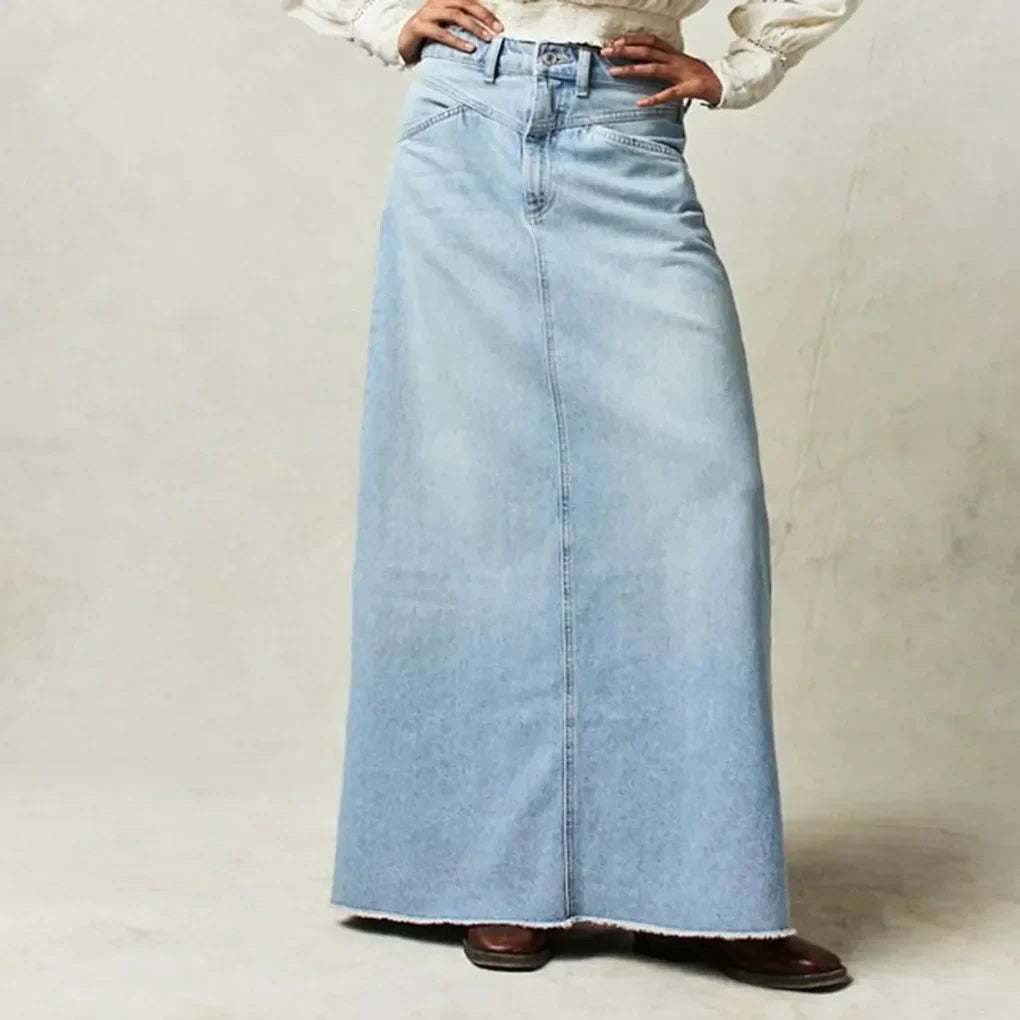 High Waist Straight Fit Denim Skirt